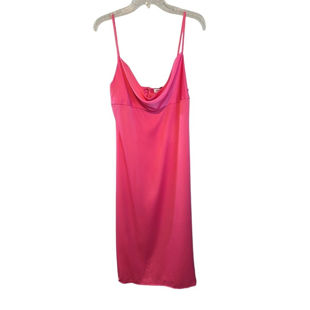 WeWoreWhat cowl neck midi dress Satin Charmeuse‎ strappy pink Size M New